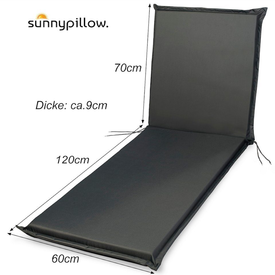 sunnypillow Liegenauflage 190 x 60 cm, 1 Stück Anthrazit