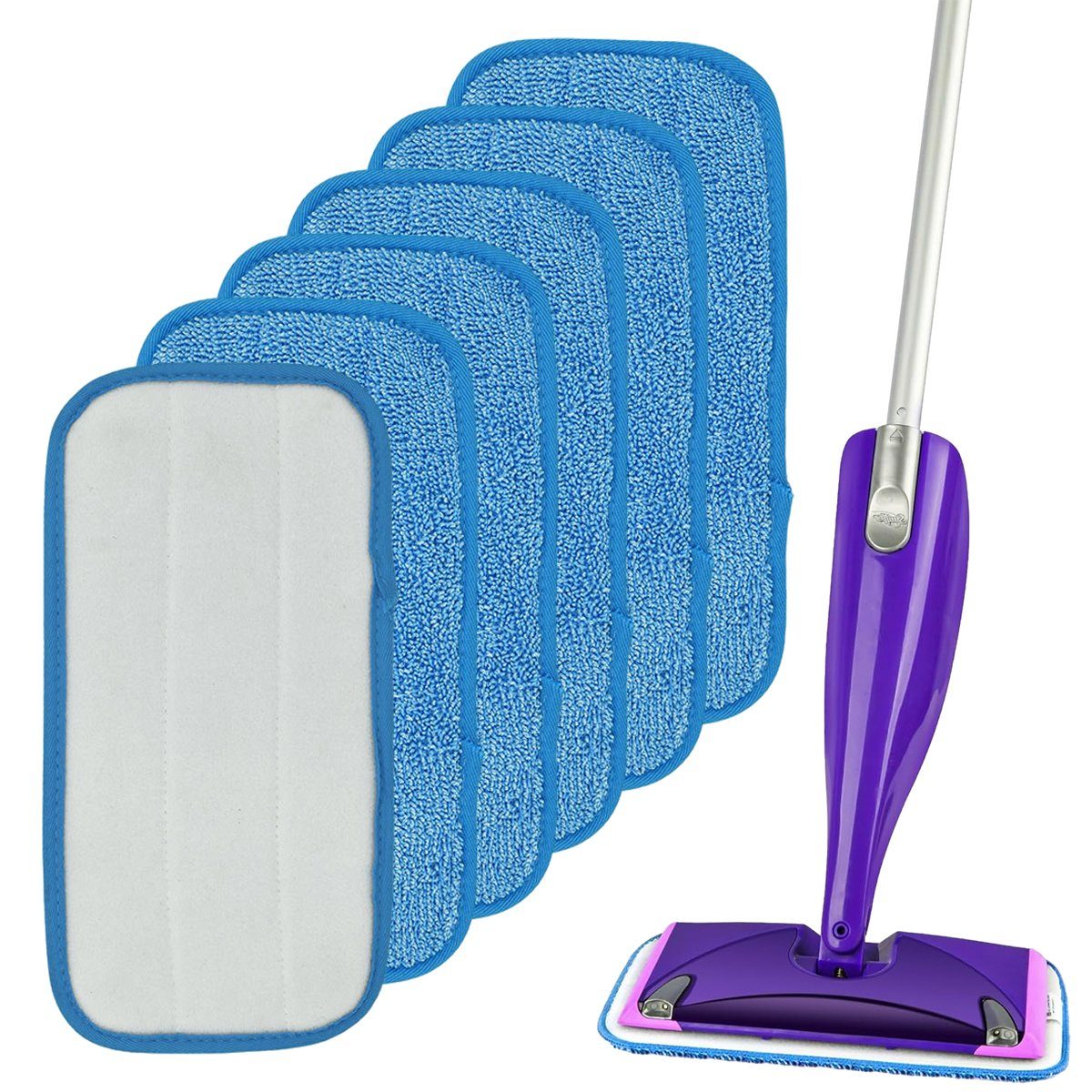 Jormftte Mop Pads,Mop Microfaser Reinigung Pads,für Flachmopp,Klettmopp Wischbezug blau