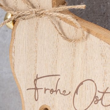 Levandeo® Osterhase, Osterhase Frohe Ostern Deko Hase H20cm Mango Holz Natur Figur