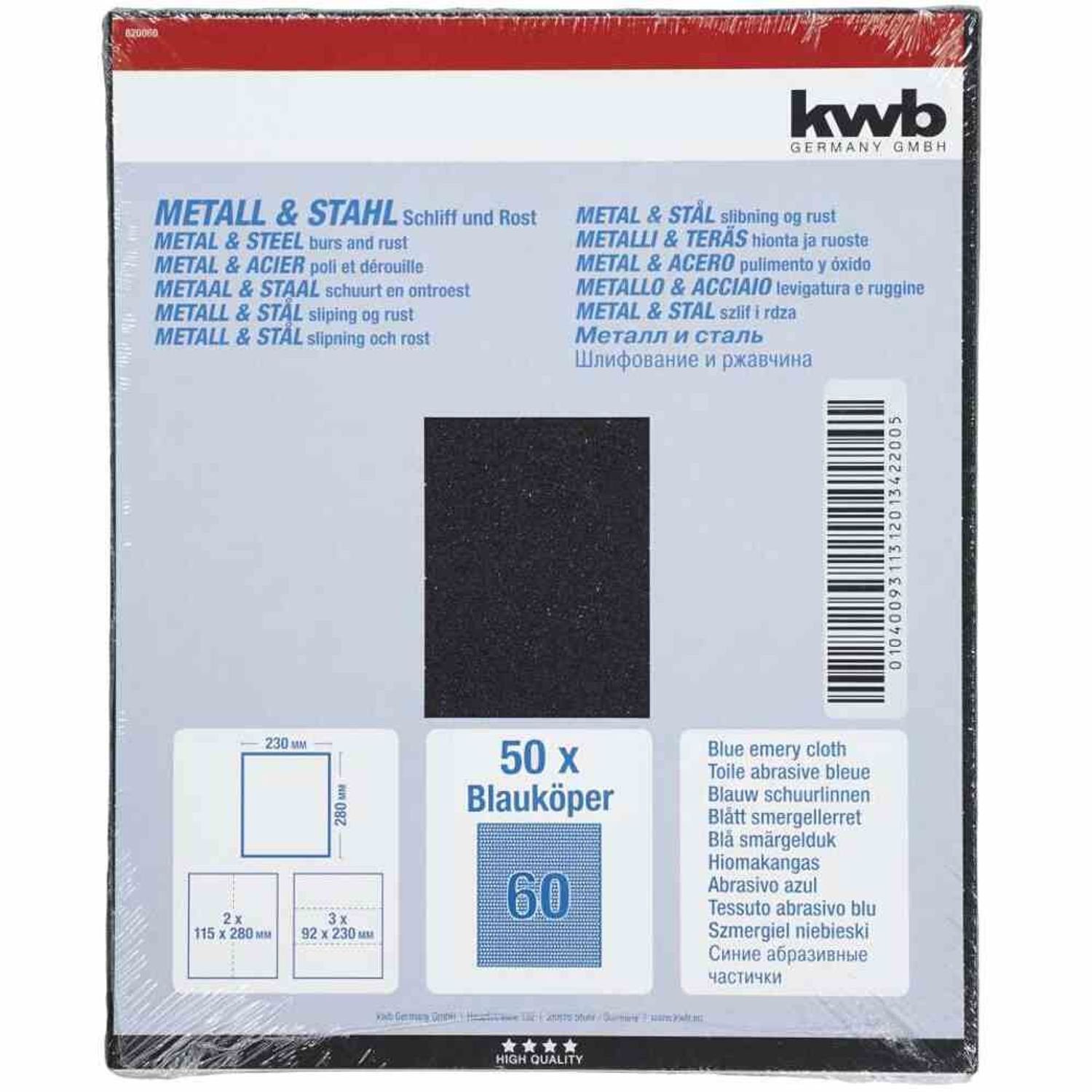 kwb = (50 Schleifpapier (50 Stahl St) Bogen K 60 Metall 1 Schleifpapier & Pack),