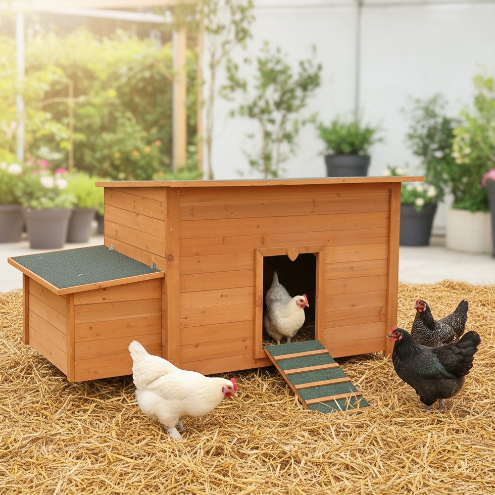 Mucola Hühnerstall Hühnernest aus Holz Hühner Käfig Legenest Kleintier Stall Hühnerstall, Aufklappbares Dach