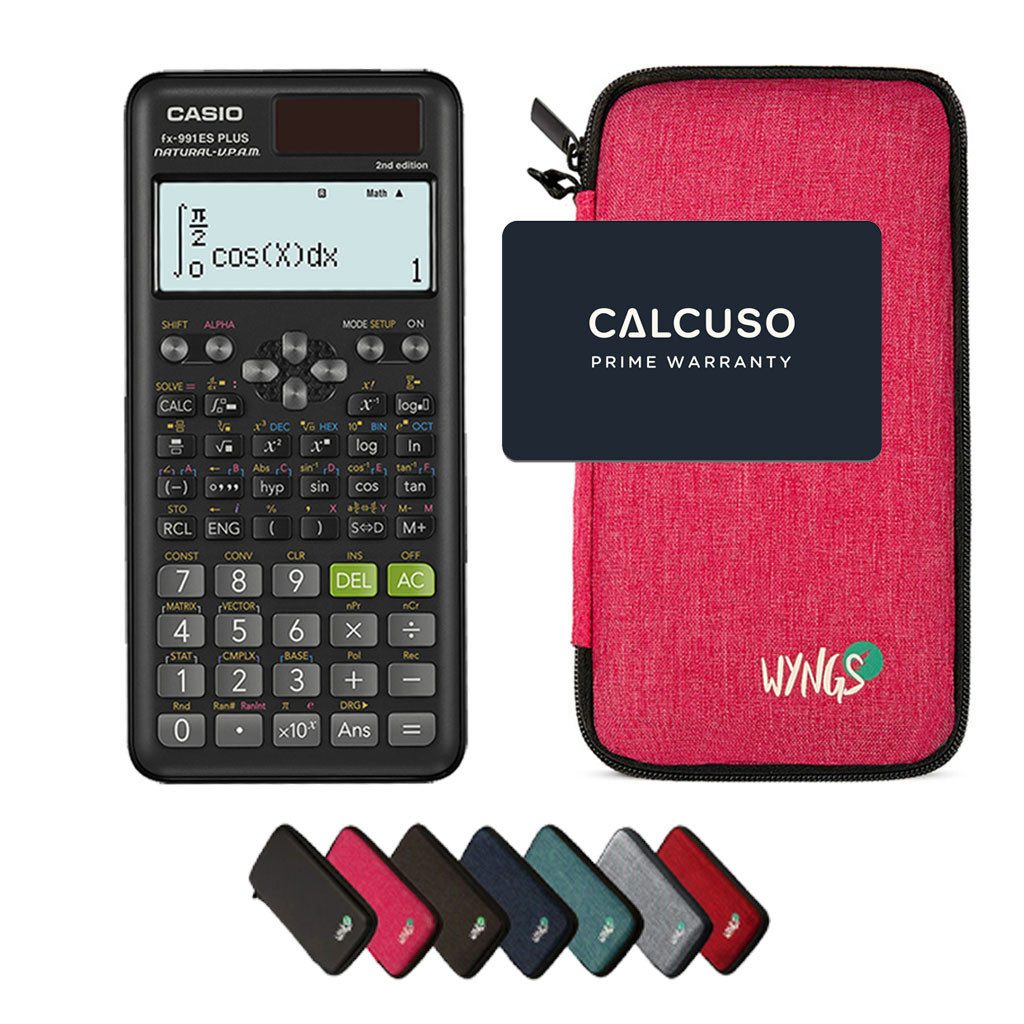 CASIO Taschenrechner fx-991ES Plus 2nd edition inkl. WYNGS Schutztasche Pink
