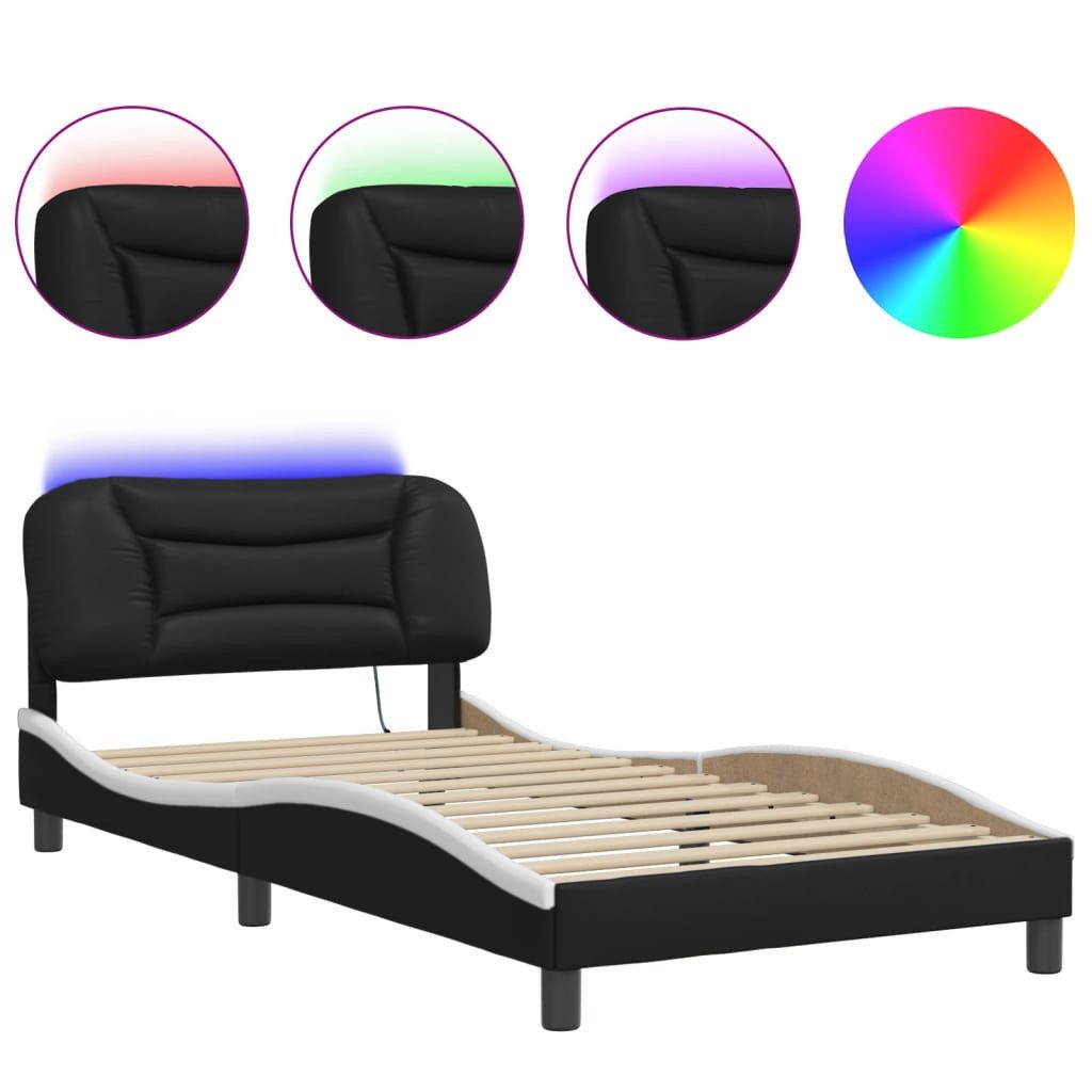 vidaXL Bett Bettgestell mit LED Schwarz günstig online kaufen