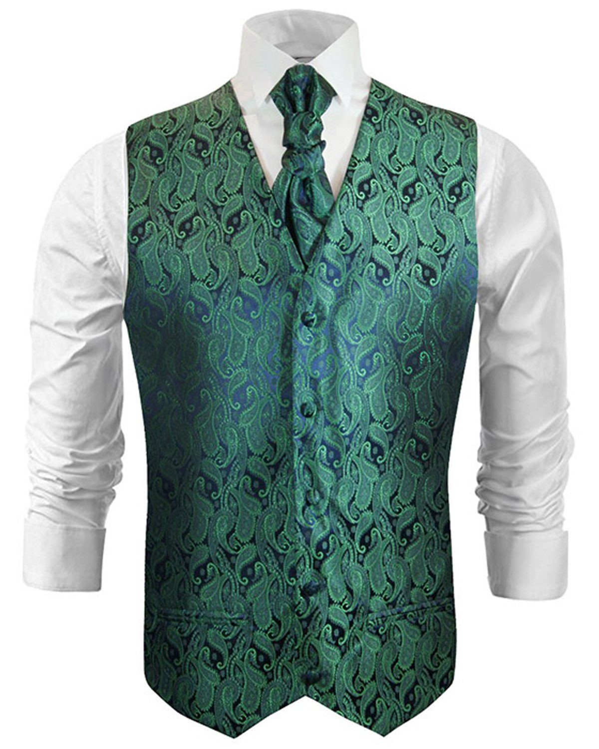 Anzugweste Herren Hochzeitsweste mit Plastron Set 2tlg paisley - Bräutigam