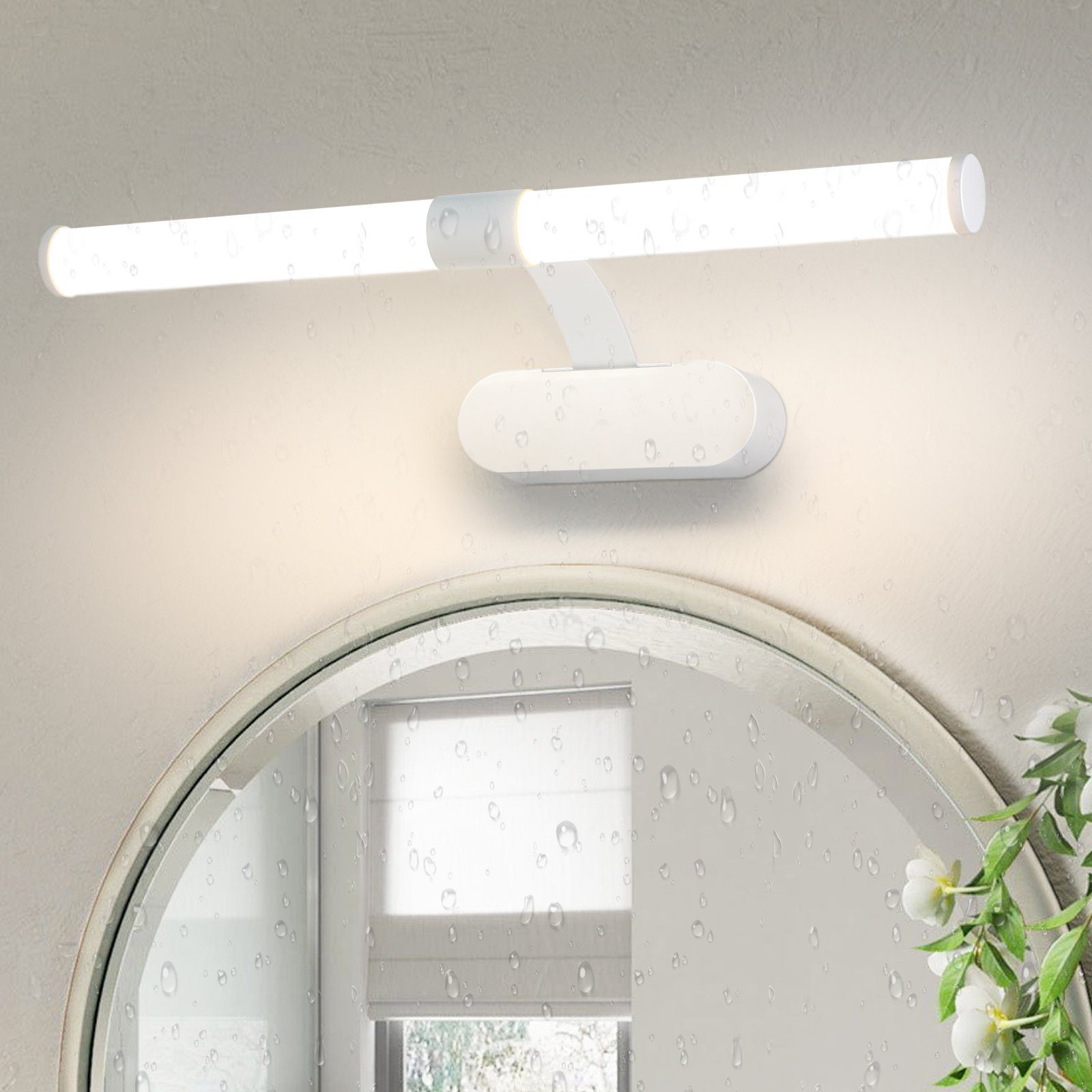 Nettlife LED Spiegelleuchte Schwarz 40cm fest integriert, Keller Badezimmer Wandleuchte 6W, IP44, Badlampe, LED Badleuchte Neutralweiß, Wasserdicht für Wandlampe Küche Bad Badschrank, Spiegellampe