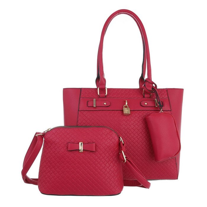 Ital-Design Schultertasche Mittelgroße Damentasche Shopper Handtasche mit extra-Tasche