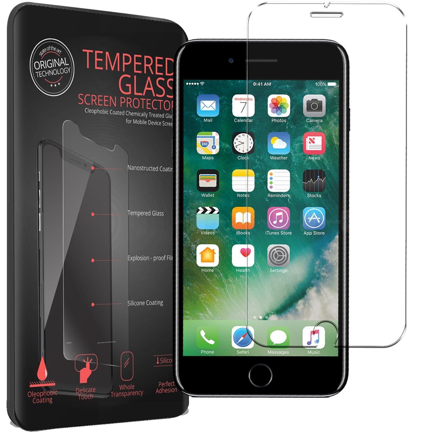 CoolGadget Schutzfolie Panzerfolie für Apple iPhone 7 Plus / 8 Plus, (9H Härtegrad, 2x Schutzglas, 1xReinigungset), Displayfolie Panzer Schutzfolie 2 Stück für iPhone 8 Plus Glas Folie