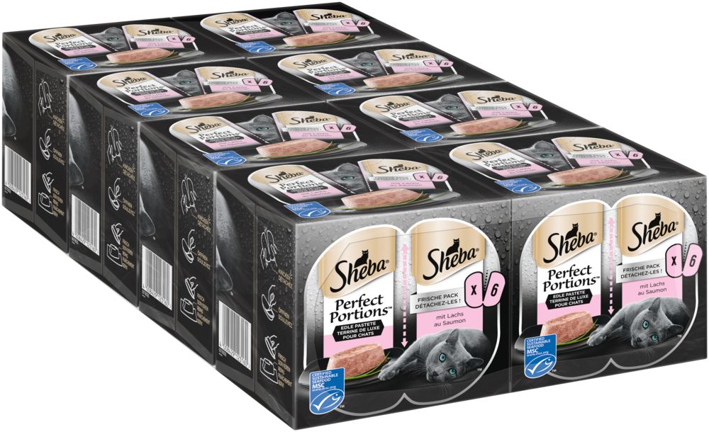 Sheba SHEBA® PERFECT PORTIONS™ Multipack mit Lachs MSC 8 x 6 x 37,5g, Nassfutter für: Katze