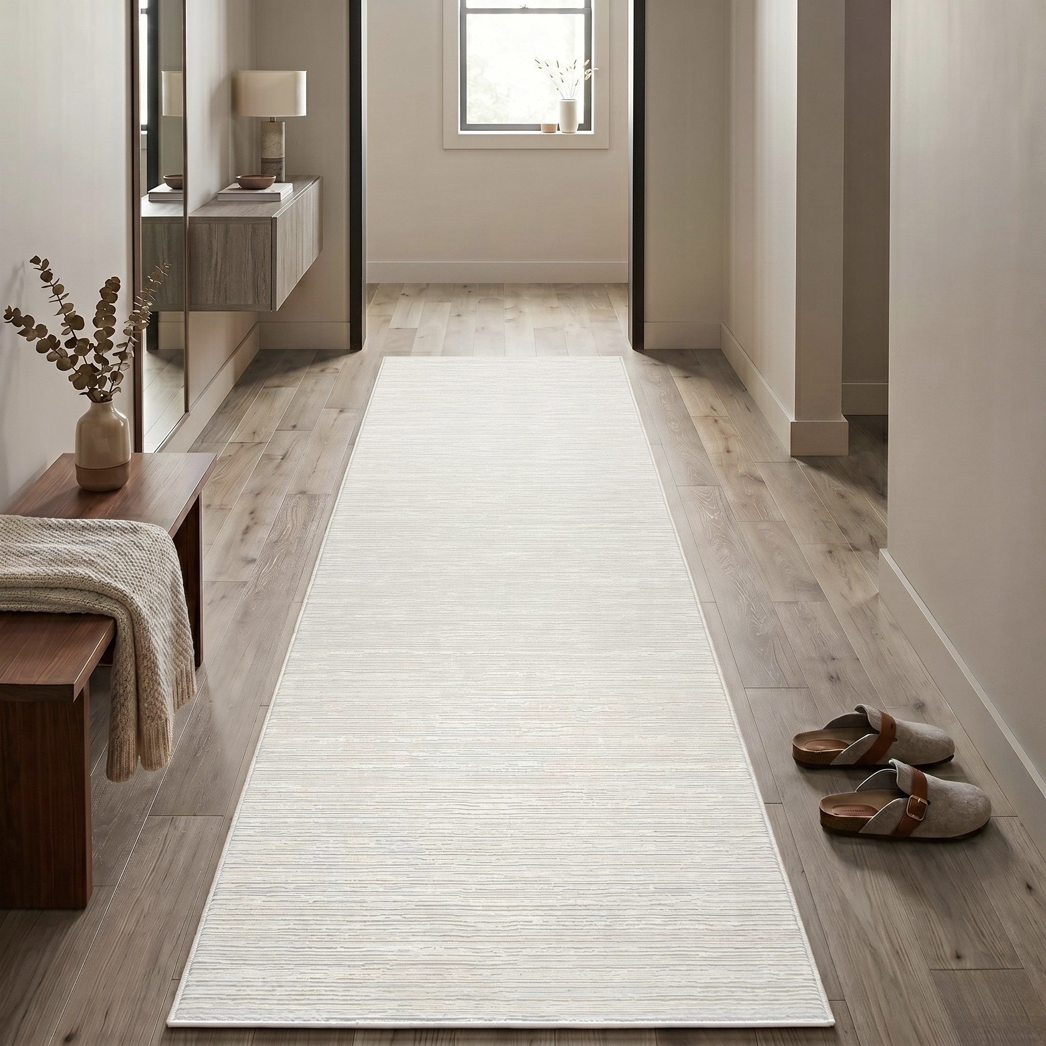 Sehrazat Teppich LIMA, auch als Läufer und in RUnd, rechteckig, Höhe: 10 mm, Kurzflor, Linienstruktur, leichter Glanz, Wohnzimmer