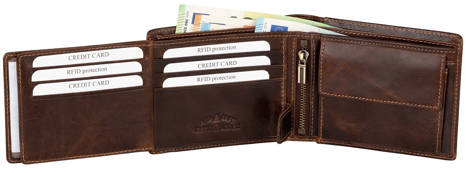 Wild Things Only !!! Geldbörse RFID echt Leder Portemonnaie Geldbörse Geldbeutel Herren Querformat, RFID Schutz – Bild 5 von 5