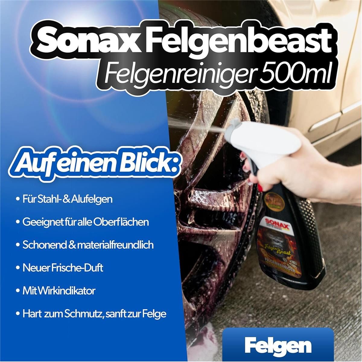 detailmate Auto Wasch Set Sonax Glanz Shampoo 500ml Plus Ultra Felgenbeast Auto-Reinigungsmittel (Plus Ultra Felgenbeast, [- Felgenreiniger - Detailer - Wascheimer - Zubehör)