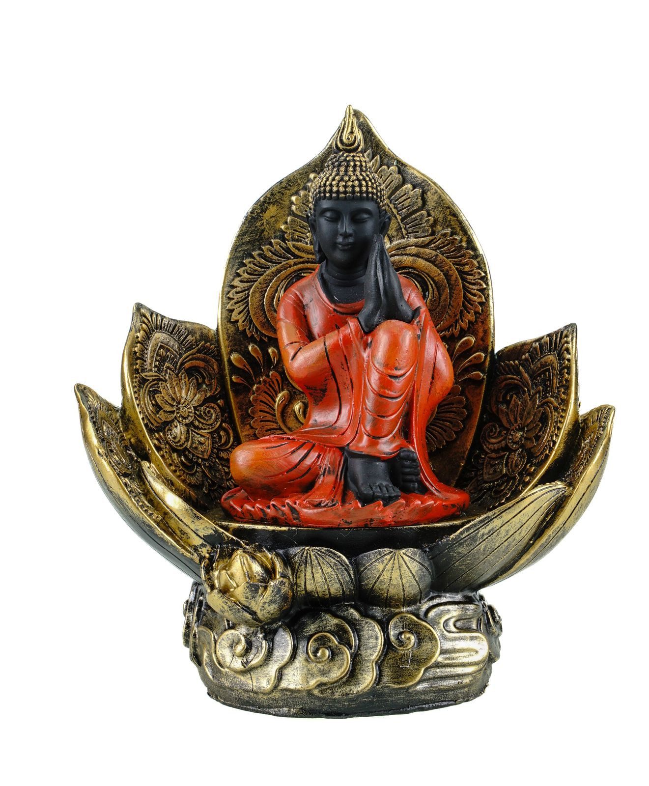 Kremers Schatzkiste Dekofigur Buddha Figur Lotus Sitz Meditierend 19x17x12 cm Polyresin Handbemalt