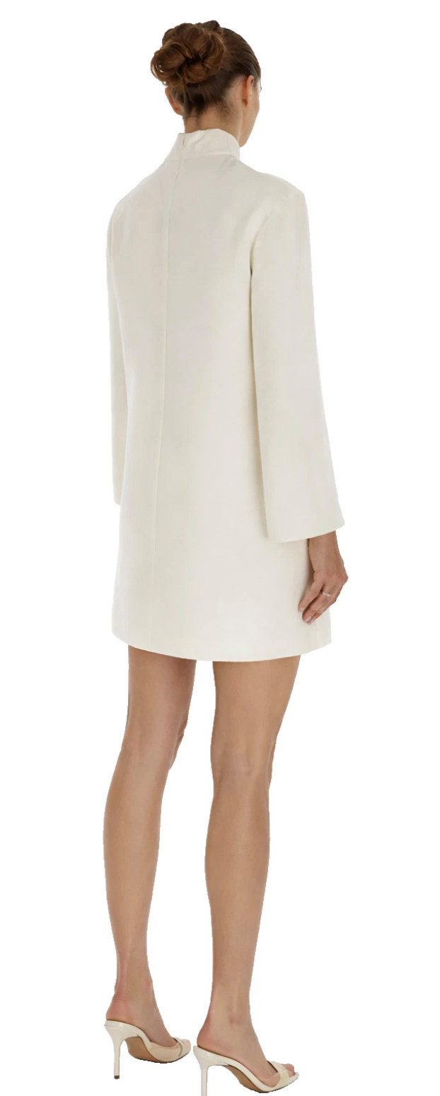 VALENTINO GARAVANI Midikleid Rollkragen Kleid Minikleid A-Linie Schurwolle Seide Ausdrucksstarker poetischem Print Beyond the Sky