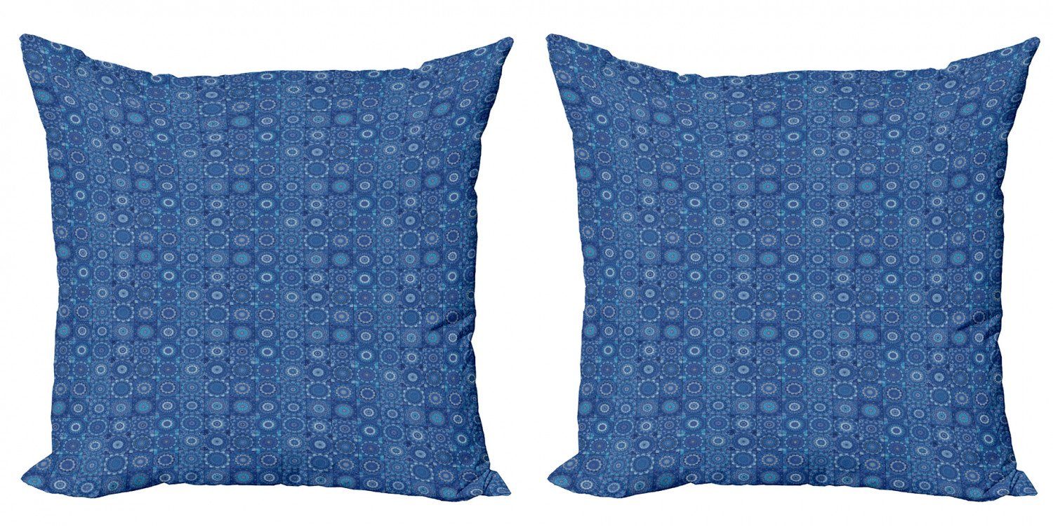 (2 Stück), Doppelseitiger Abakuhaus Accent Digitaldruck, Mandala marokkanische Modern Blauer Kissenbezüge Traditional