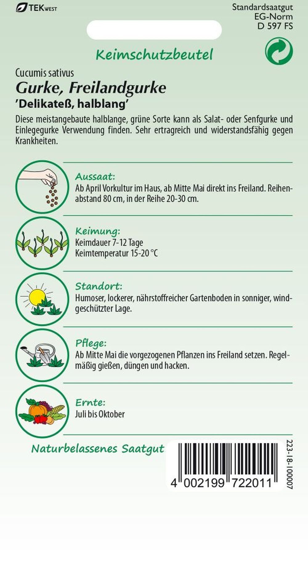 SAMEN PFANN Gemüsesamen Einlegegurke, Delikateß - Gurken-Samen Saatgut Same günstig online kaufen