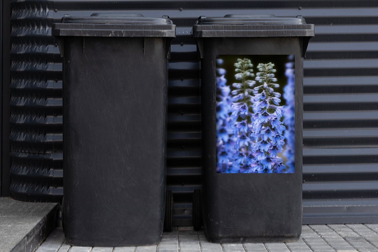 Mülleimer-aufkleber, St), Abfalbehälter (1 Kanada Wandsticker leuchtend Rittersporne MuchoWow blaue Sticker, Einige Mülltonne, Container, in