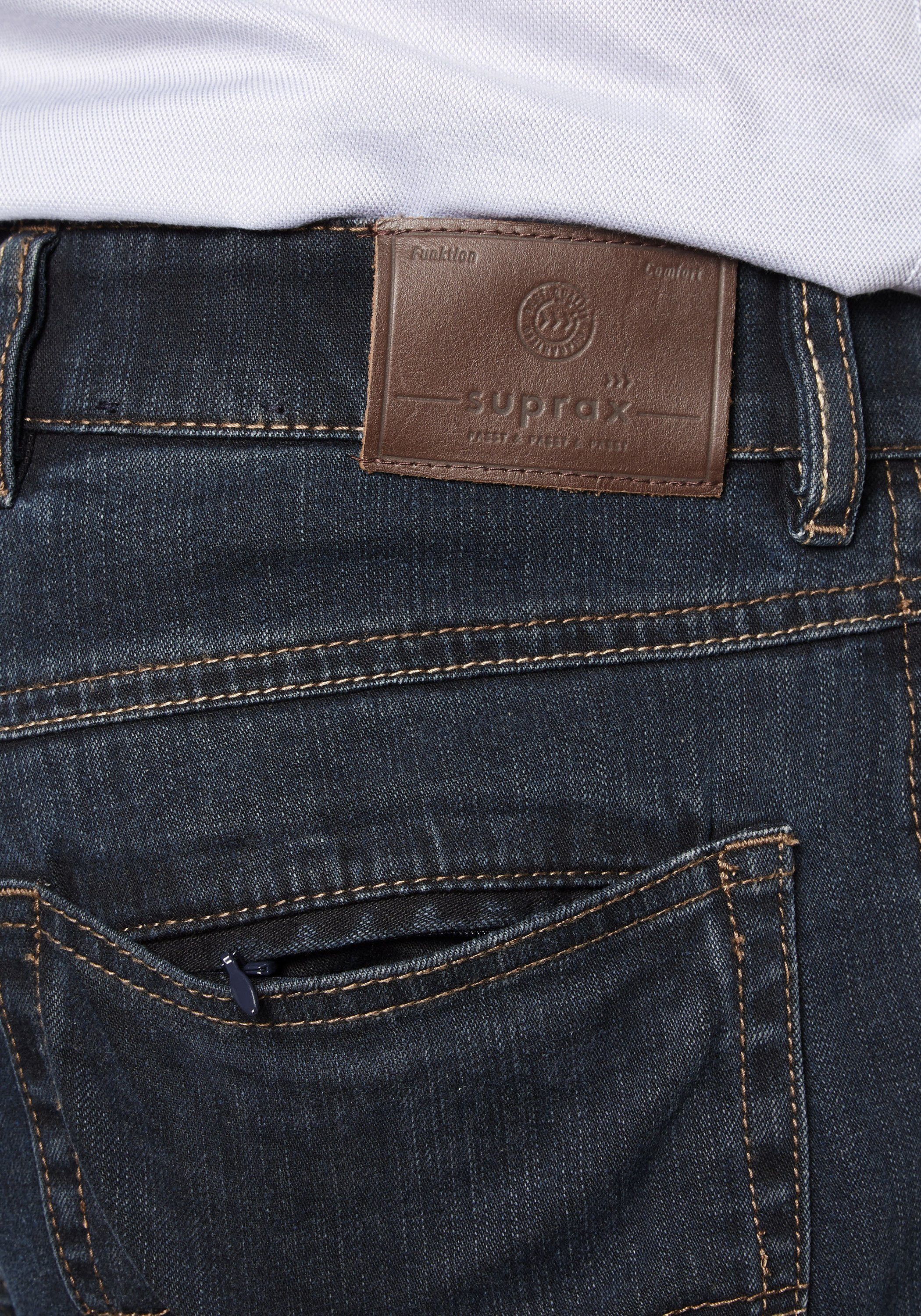 und elastischem dark Suprax mit Komfort-Dehnbund stone Regular-fit-Jeans Jeans Sicherheitstasche