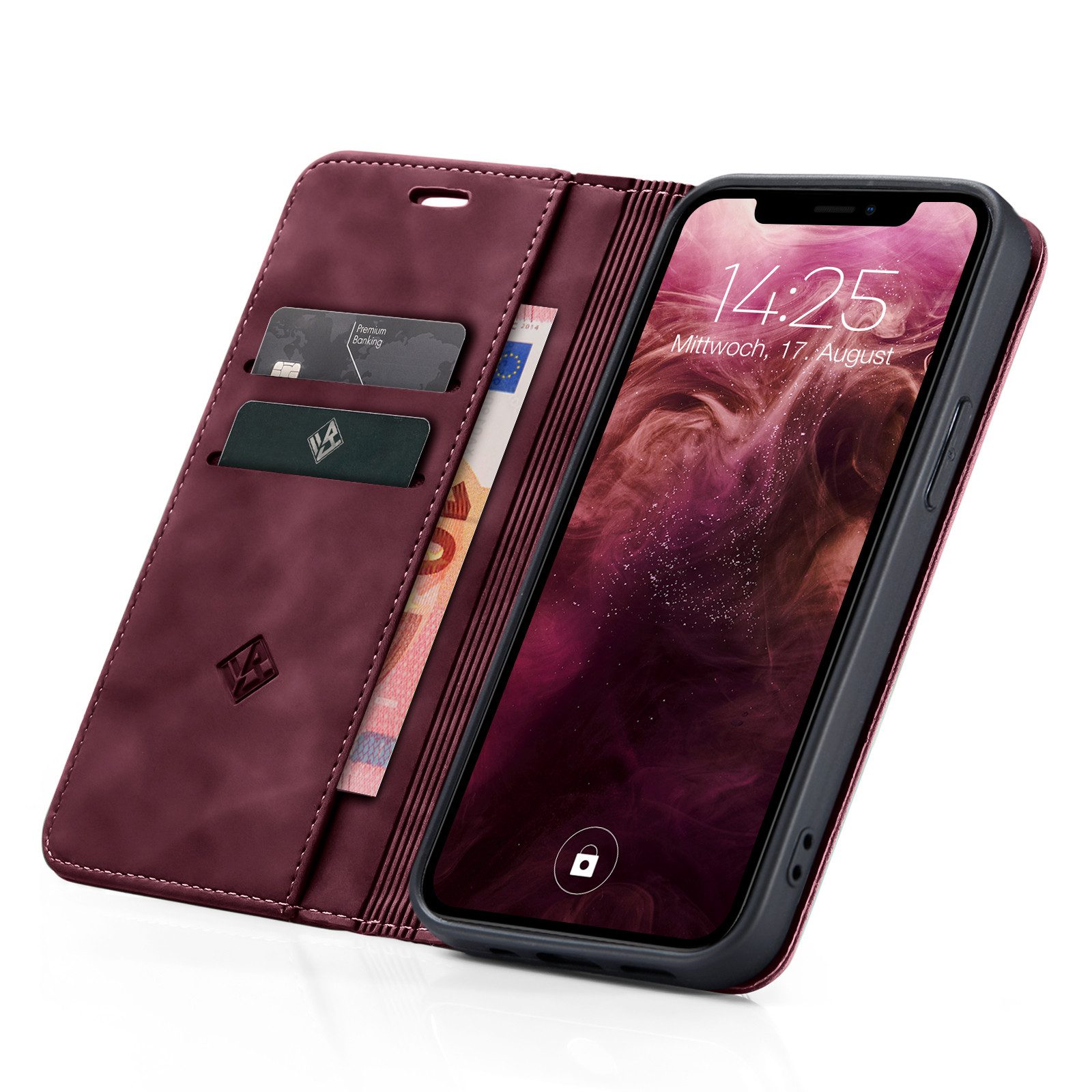 Tec-Expert Handyhülle Tasche Hülle für Apple iPhone 11 6.1 Zoll, 6.1, Cover Klapphülle Case mit Kartenfach Fliphülle aufstellbar