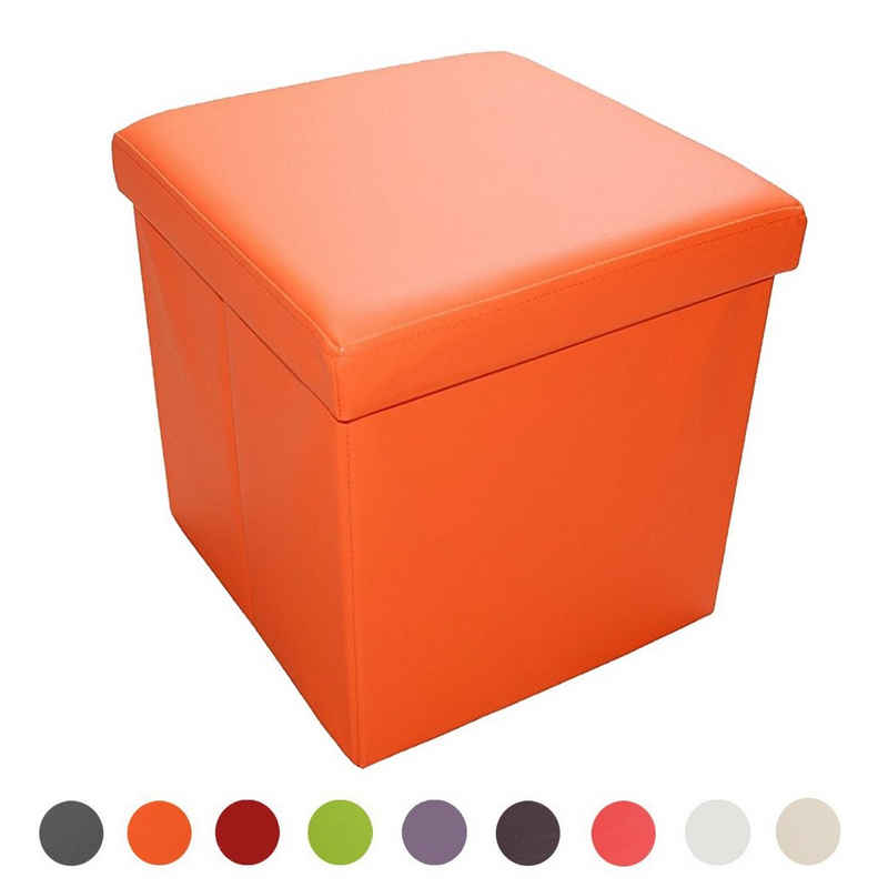 Natsen Sitzhocker, faltbar Sitzbank mit Stauraum Aufbewahrungsbox 38x38x38 cm Orange