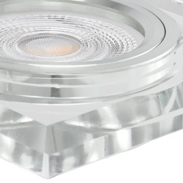 SSC-LUXon LED Einbaustrahler LED Einbaustrahler Glas quadratisch, klar & spiegelnd mit 6W GU10, Warmweiß