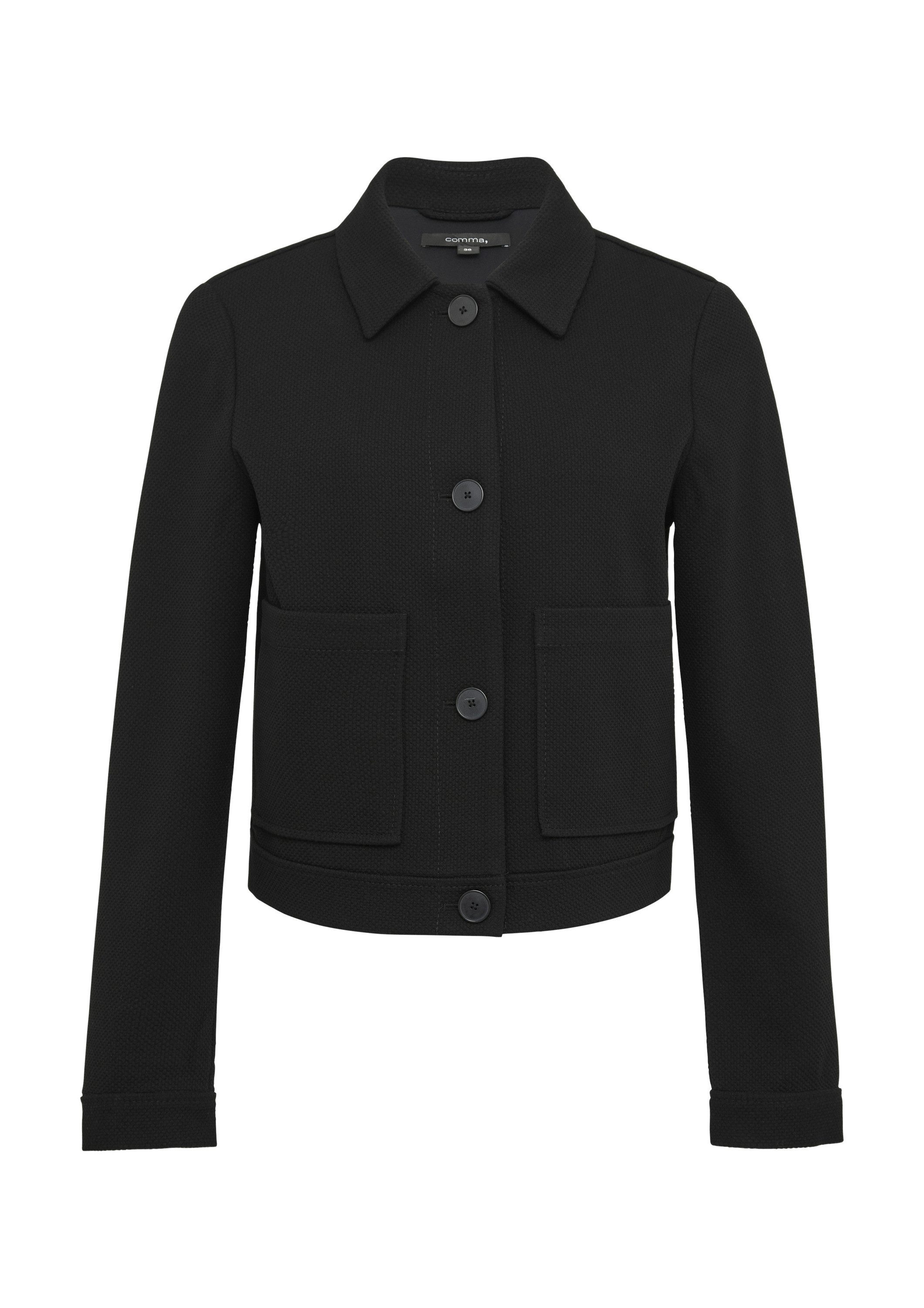 comma Jackenblazer Indoor-Jacke Elastische Piqué-Jacke im Boxy Fit