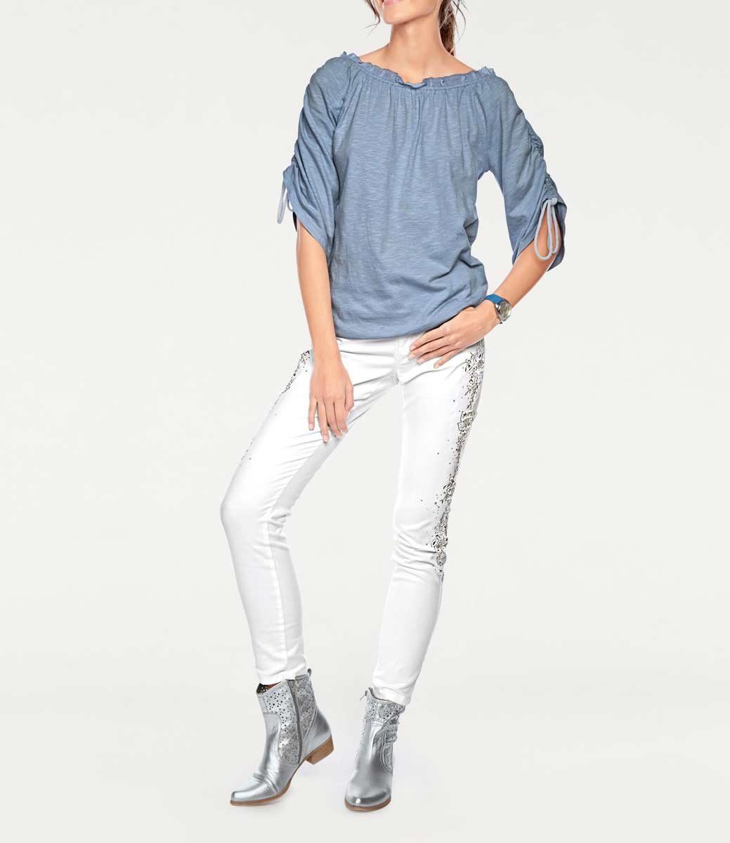 Damen TESINI LINEA Designer-Shirt, blau heine Carmenshirt