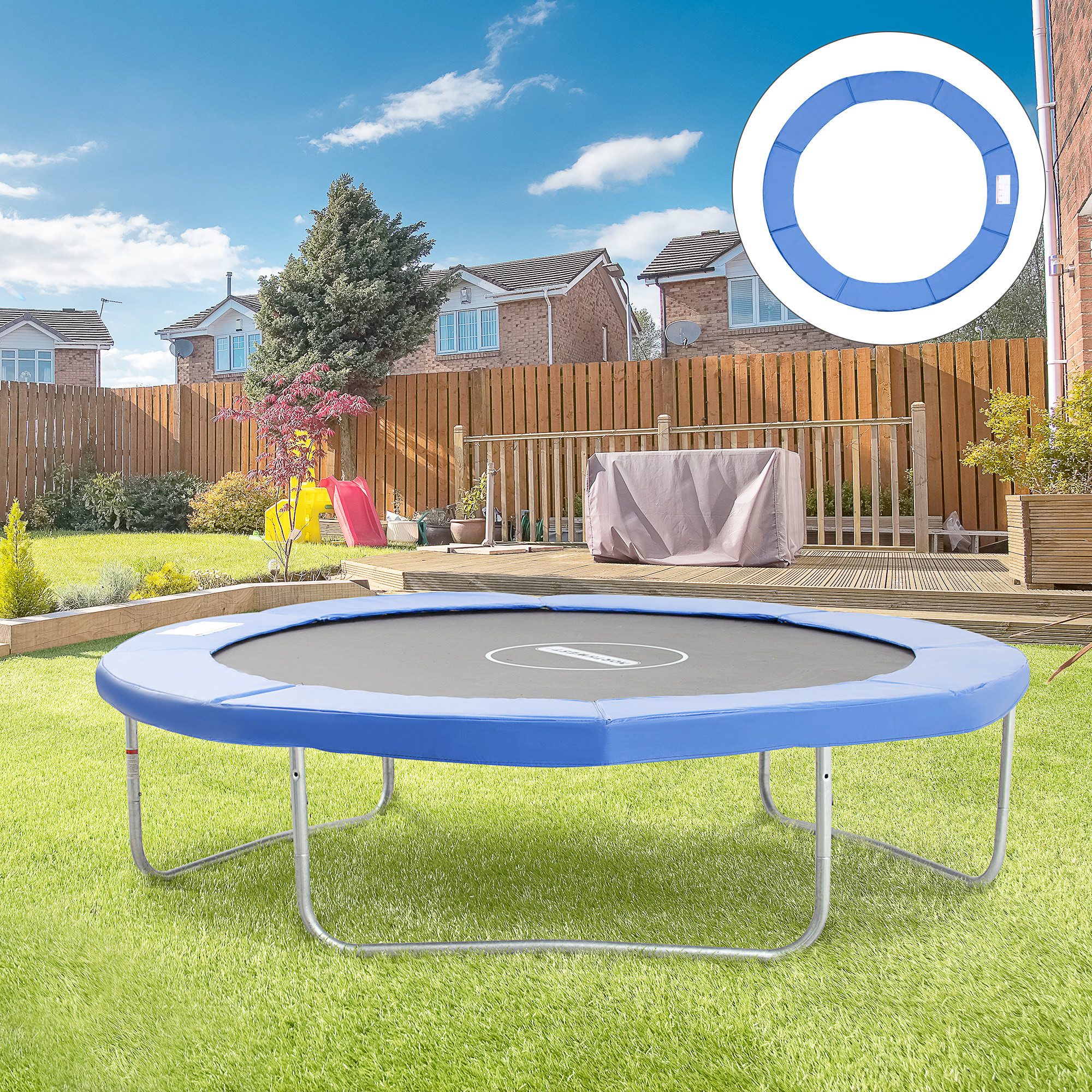 HOMCOM Trampolin-Abdeckplane Wetterplane Randabdeckung 8ft Ø305cm Trampolin nicht enthalten (Set, 1-St., Trampolin Sicherheit Schutz), für Garten, Blau