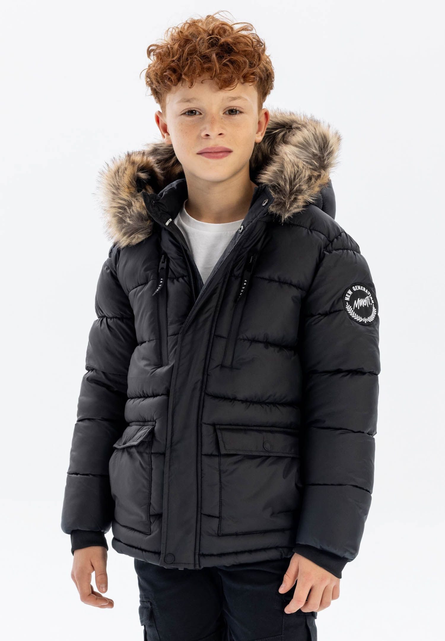 MINOTI Winterjacke Winterjacke mit Fleece-Futter und Kapuze mit Kunstfellbe günstig online kaufen