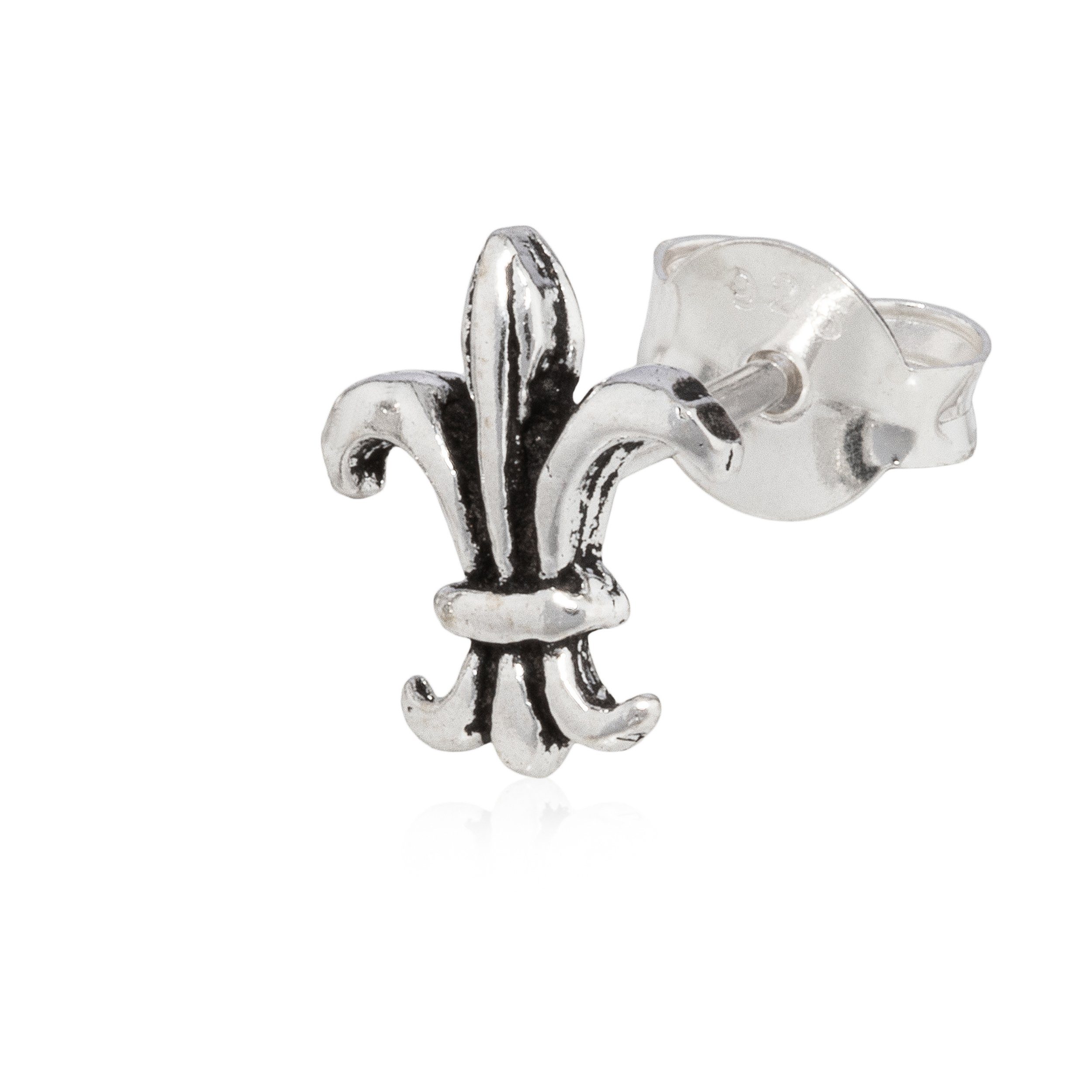 Single-Ohrstecker Einzelohrstecker 925 Silber 8 mm Fleur de Lys