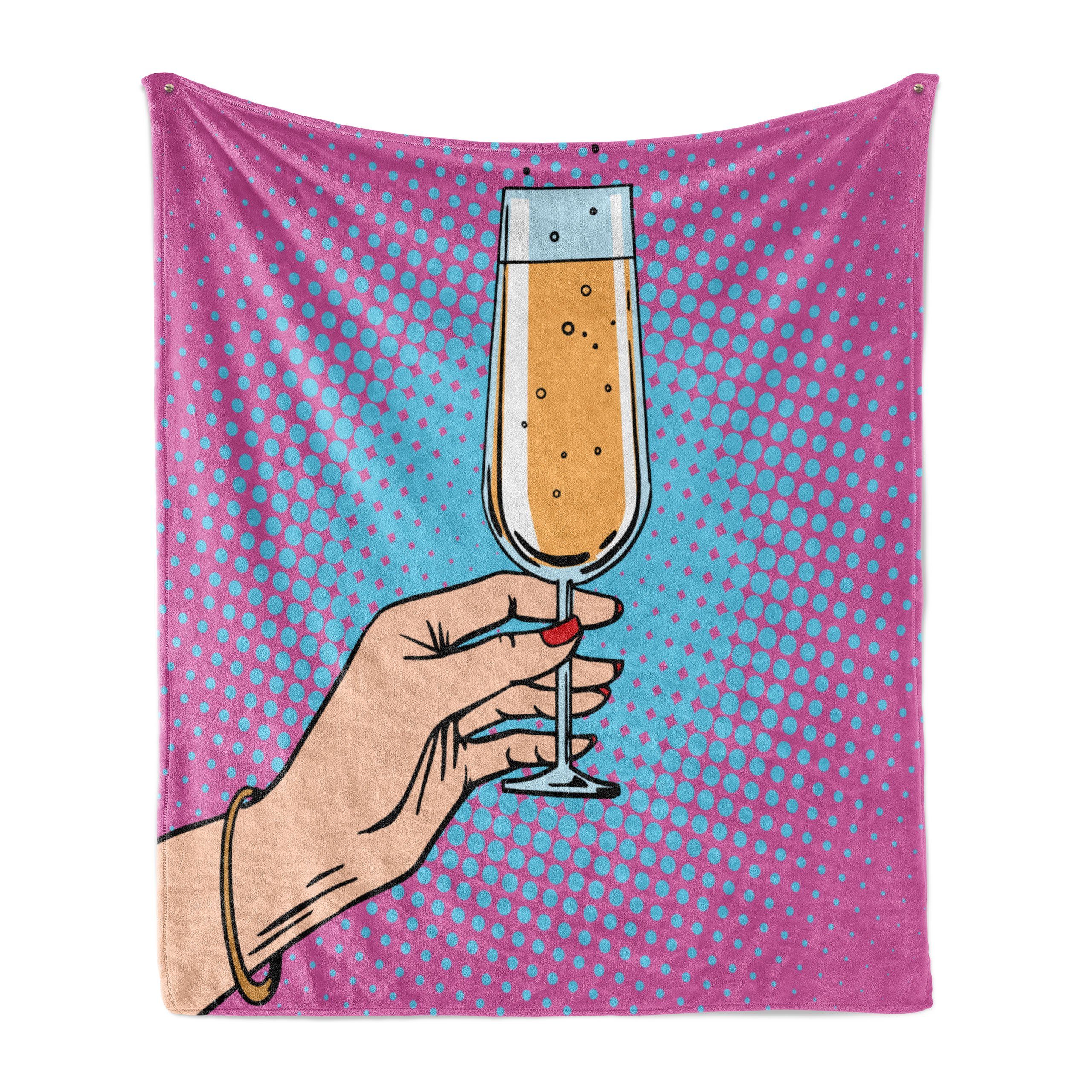 Pop-Art-Comic-Champagne Abakuhaus, und Innen- Alkohol Plüsch für den Außenbereich, Wohndecke Gemütlicher