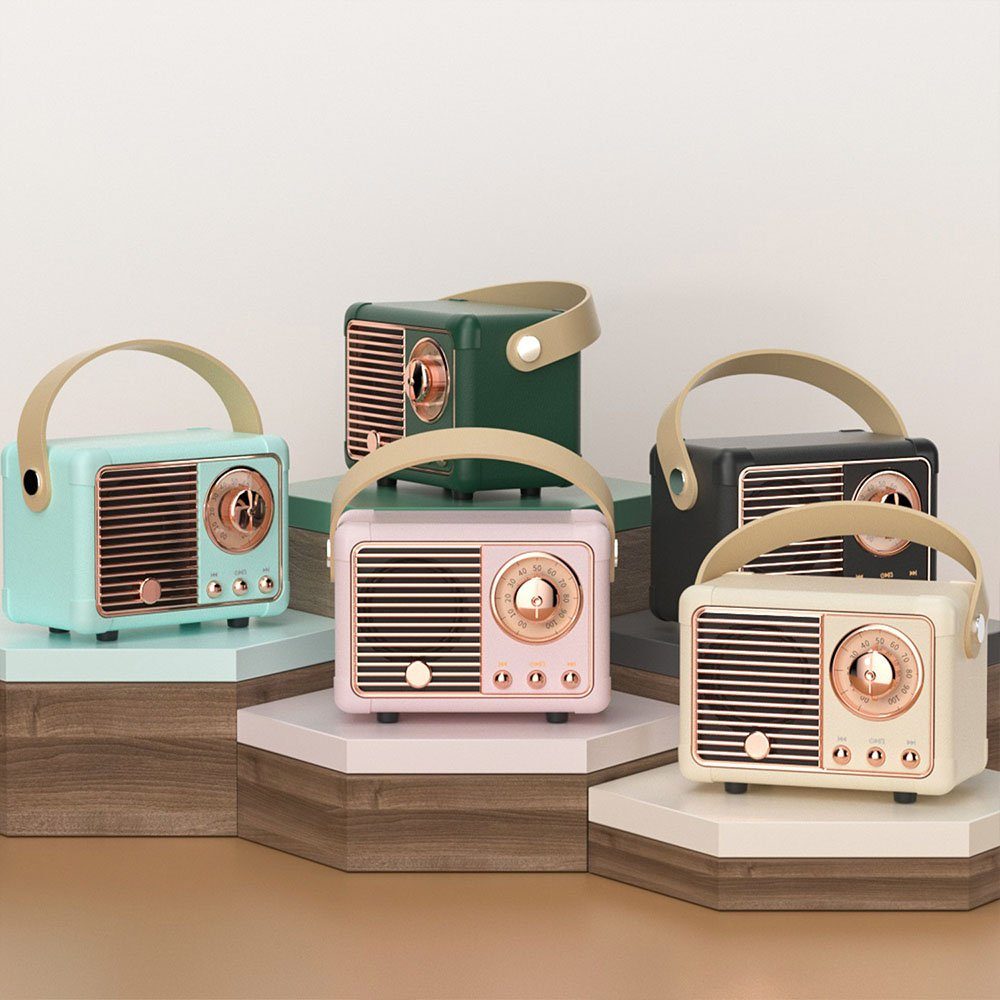 Radio Bluetooth-Lautsprecher MOUTEN nostalgisches mit Bluetooth, Retro-Radio schwarz