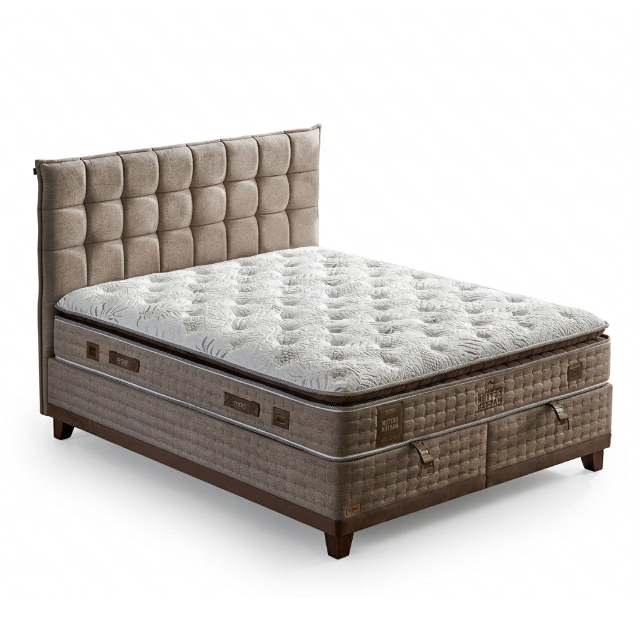 Bambi Boxspringbett Schlafzimmer Set Boxbett Stauraumbett mit Matratze Cotton Master (Set, 2 Bettkasten + Matratze + Kopfteil), Doppelbett