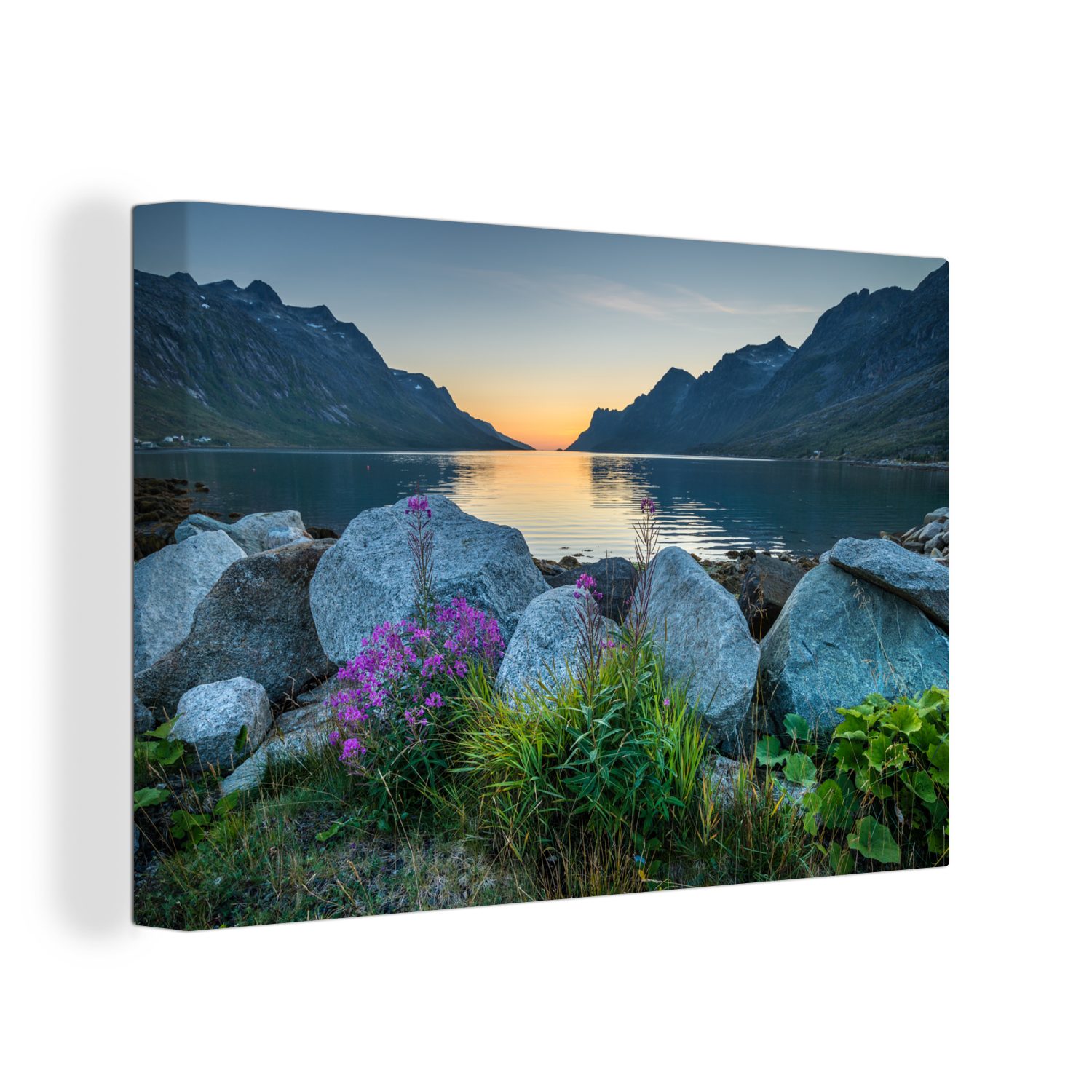 OneMillionCanvasses® Leinwandbild Ersfjordbotn 30x20 Norwegen St), Leinwandbilder, Fjord Wanddeko, cm Wandbild Fotodruck, Aufhängefertig, (1