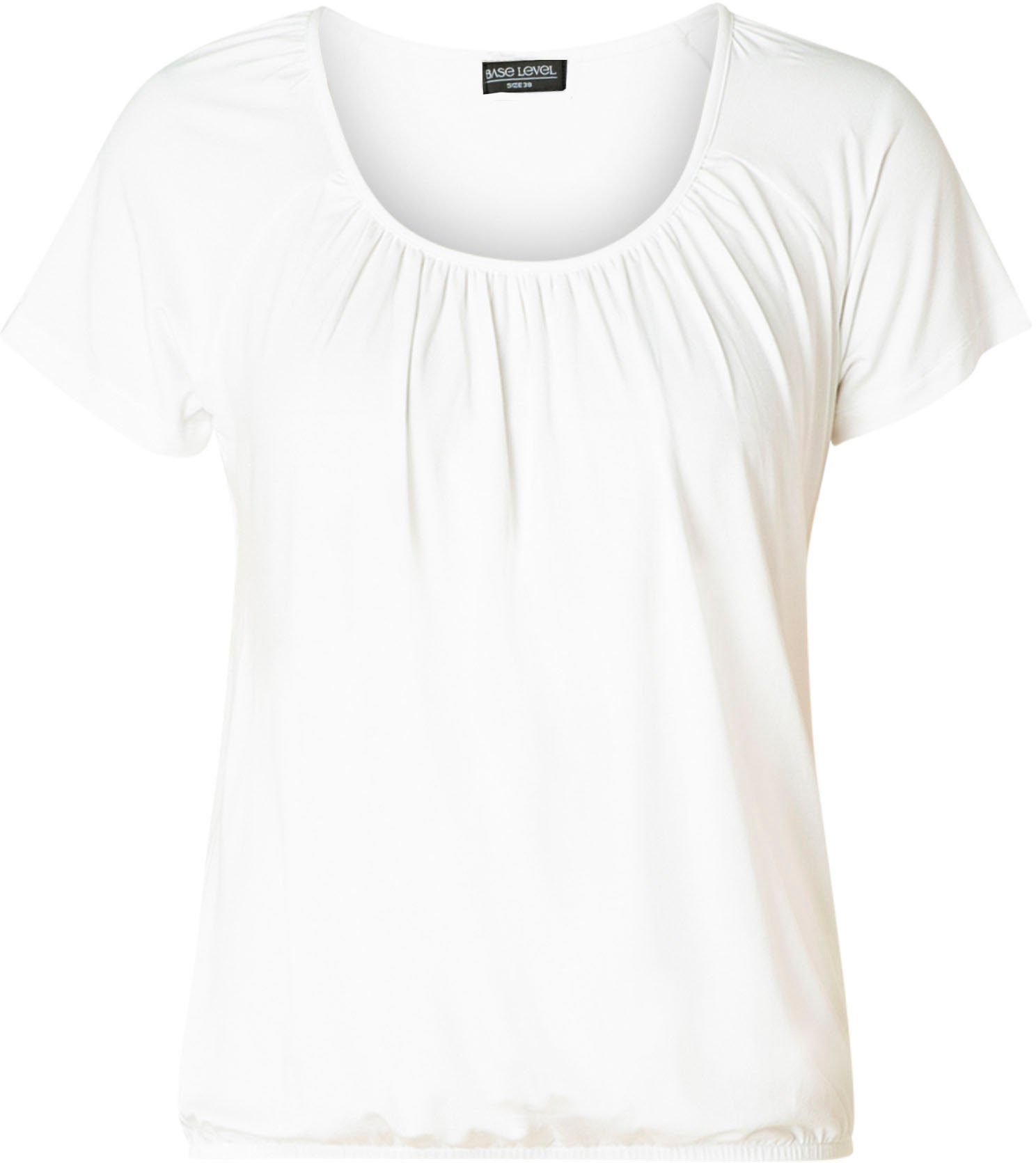 Base Level T-Shirt Yona mit Raffung am Rundhalsausschnitt. Reduzierter Preis € 25,99. Unverbindliche Preisempfehlung € 29,95