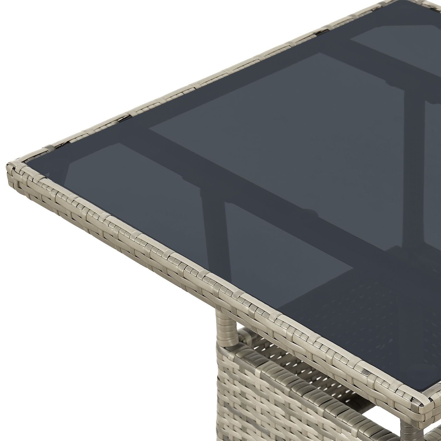 Juskys Gartentisch Yoro, eckig, aus Polyrattan, wetterfest & langlebig