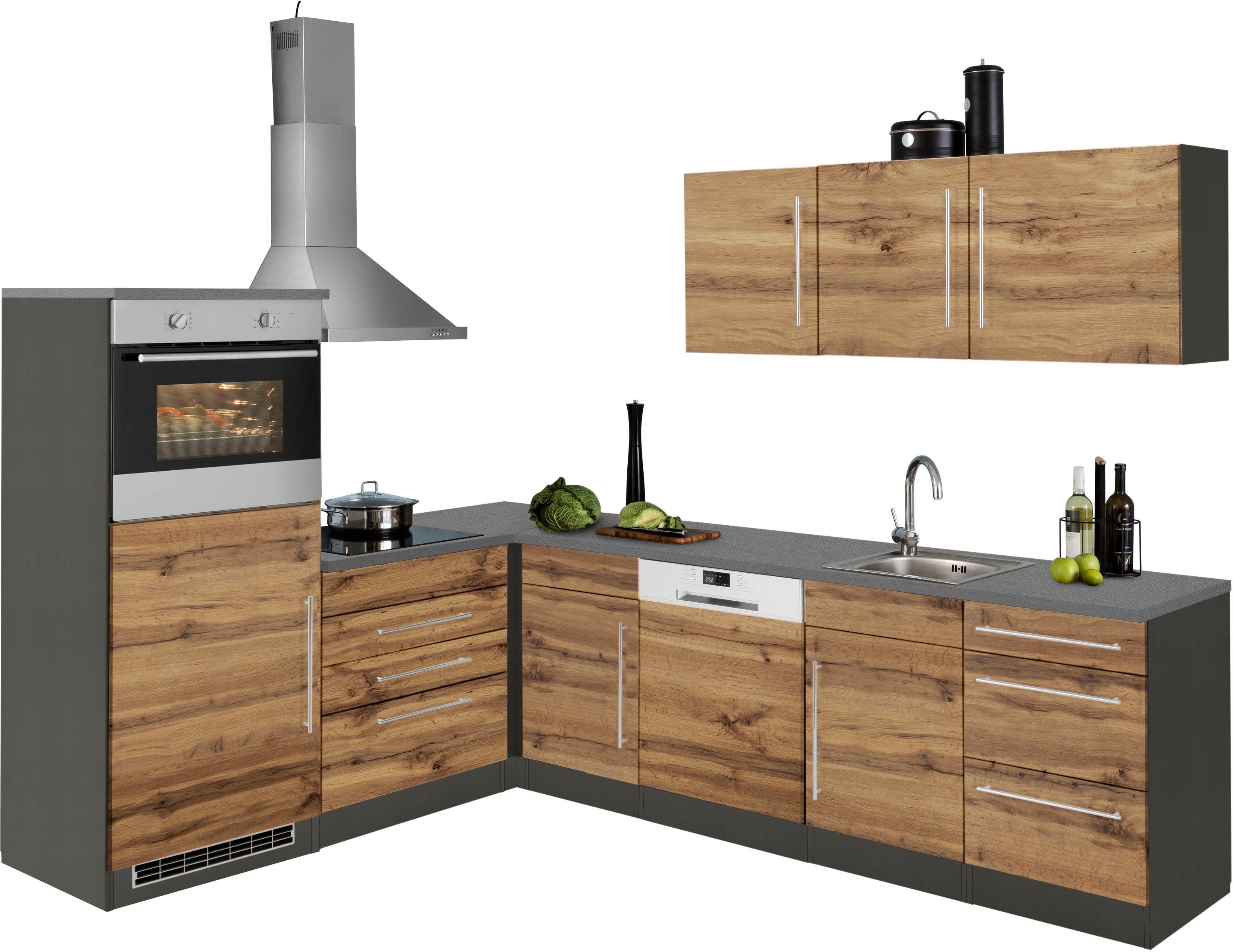 KOCHSTATION Winkelküche KS-Samos, Stellbreite 200x270 cm, wahlweise mit E-Geräten und Induktion