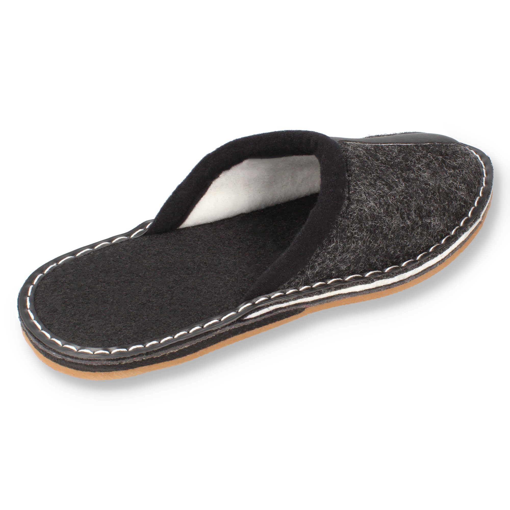 filsko Ogre Herren Filz mit Kunstleder-Streifen Hausschuh leichter Pantoffel, Slip-On, Filz- oder Gummisohle