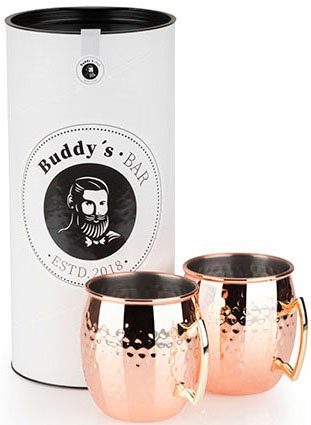 Buddy's Becher Buddy´s Bar, 2-tlg., Edelstahl, Moscow Mule Becher, 500 ml, hochwert. Edelstahl, Hammerschlag-Effekt