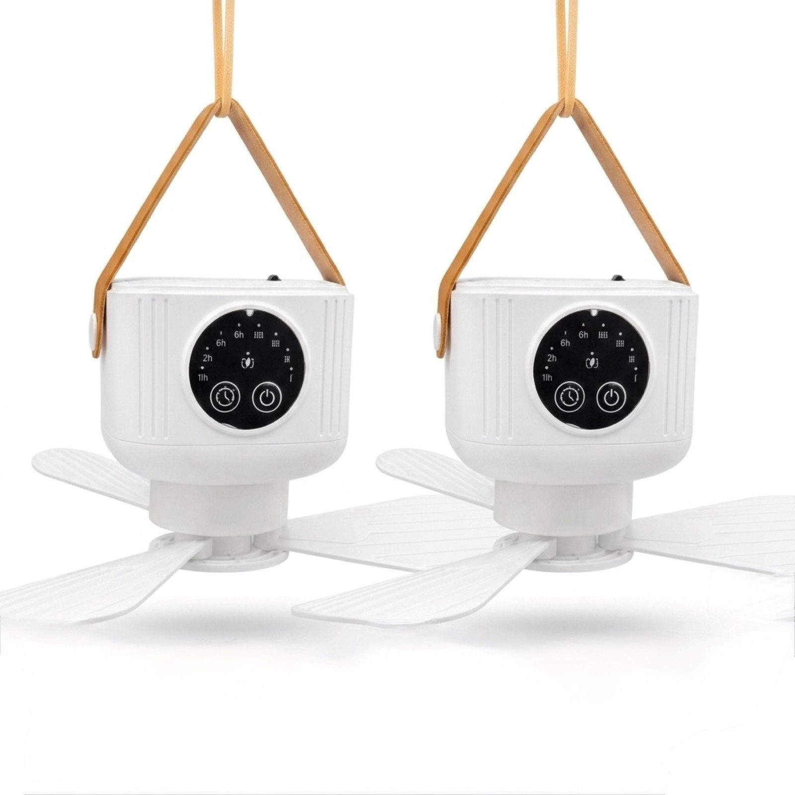HAC24 Deckenventilator 2x Portabler Akku Ventilator Outdoor Camping, zum Hängen mit Licht & Fernbedienung