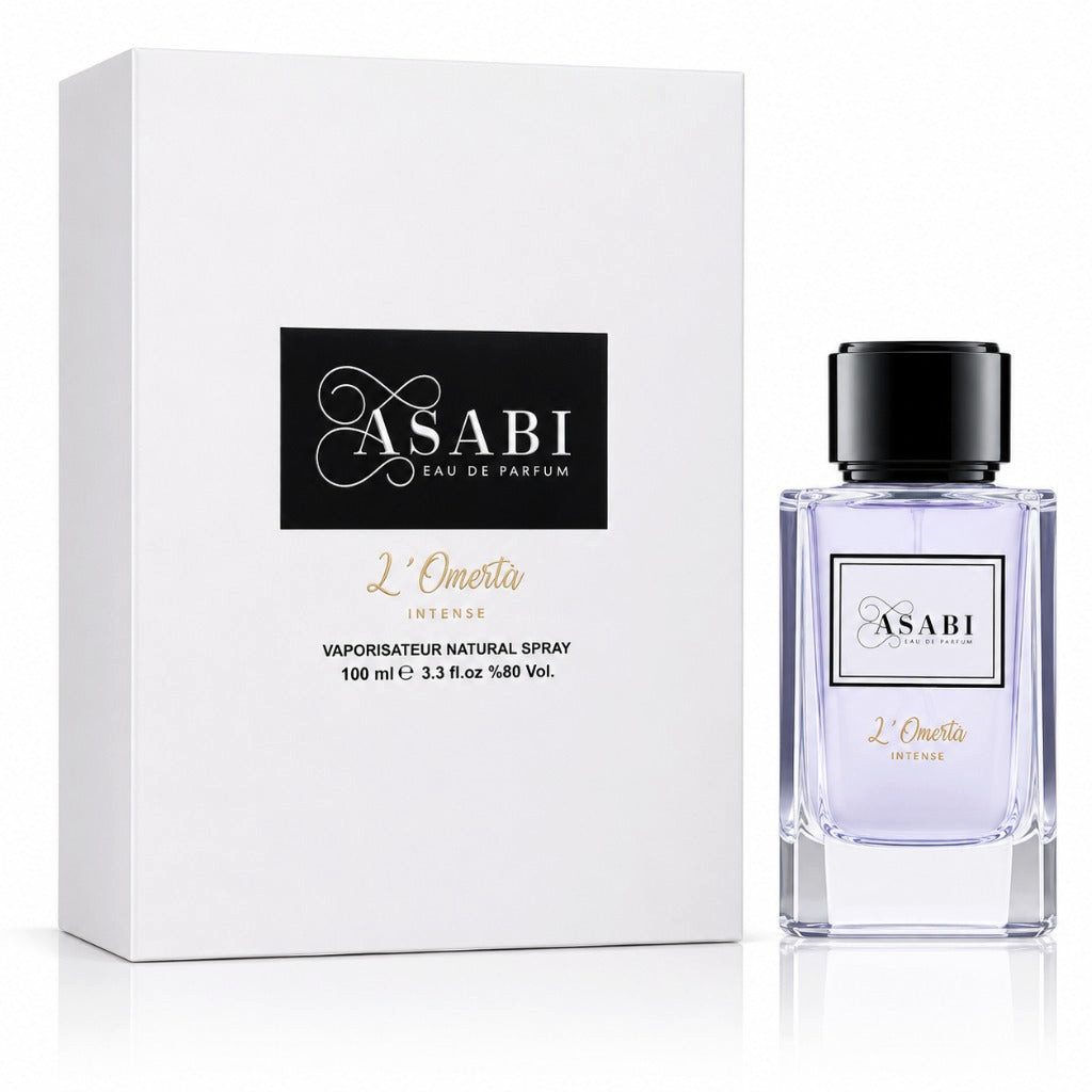 Asabi Duft-Set L'Omerta EDP Intense – Holzig Zitrus + Parfümzerstäuber (leer)