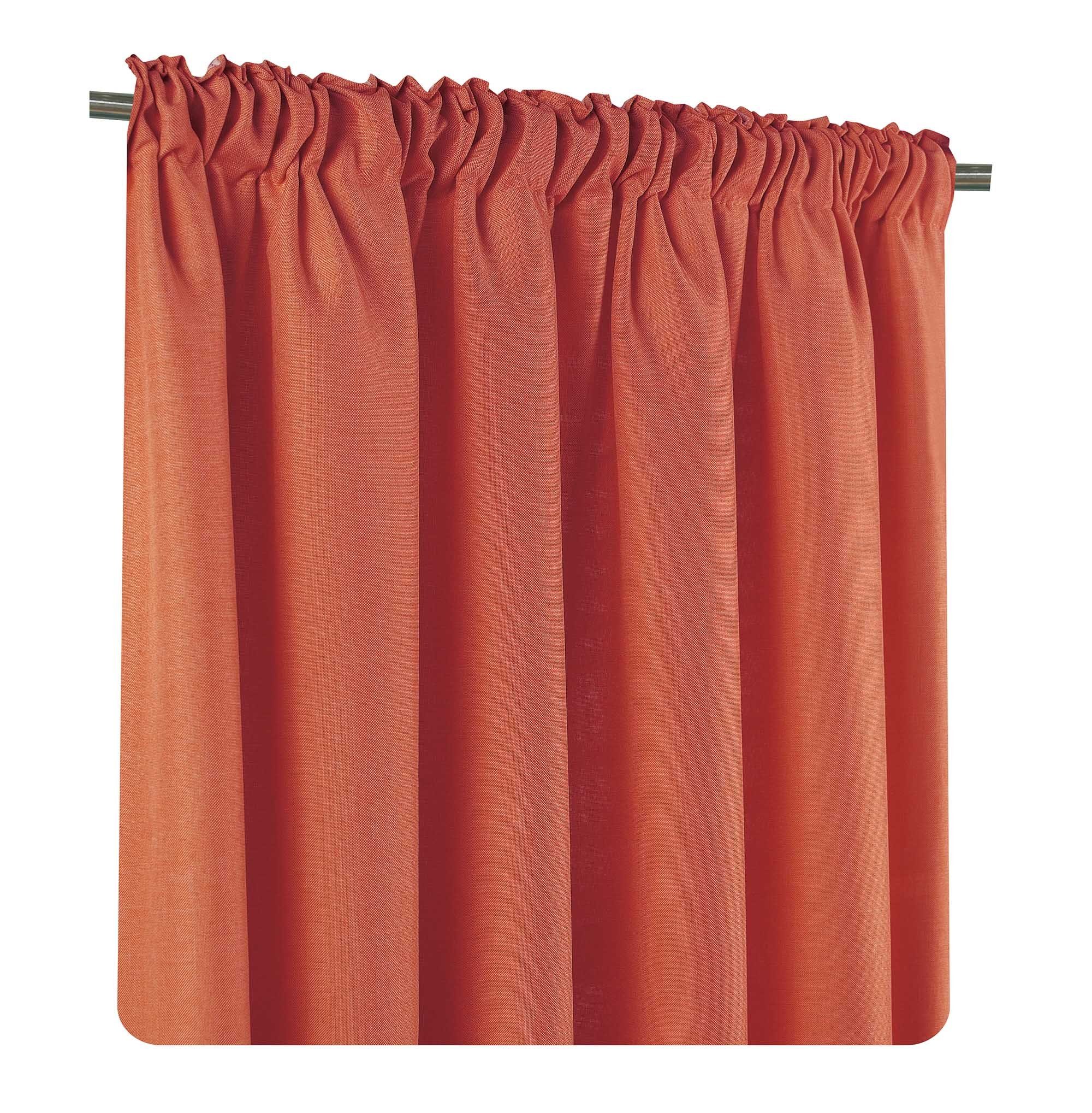 Kräuselband (2 Vorhang 140x245 Struktur und Polyester Deko, Set Haus Gardine Leinenoptik, Terracotta blickdicht, 2er Kräuselband St), cm blickdicht