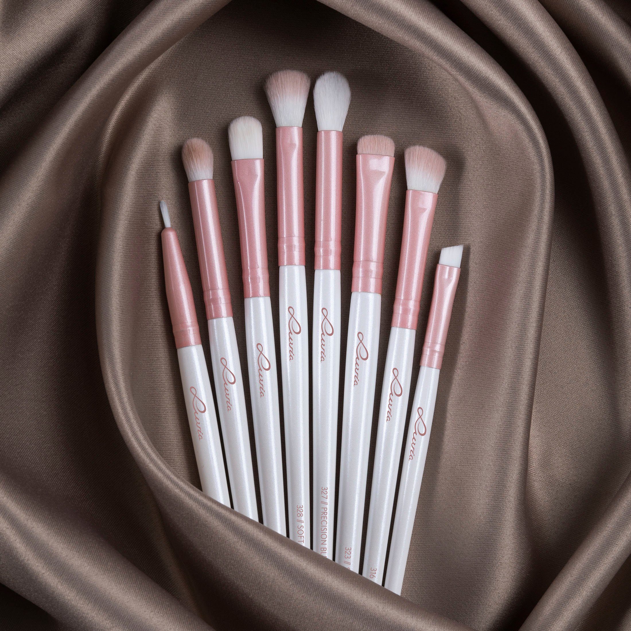 Luvia Cosmetics Kosmetikpinsel-Set ALL EYE WANT, 8 tlg., Nurai-Pinselhaar, vegan und hautfreundlich, verliert keine Haare.