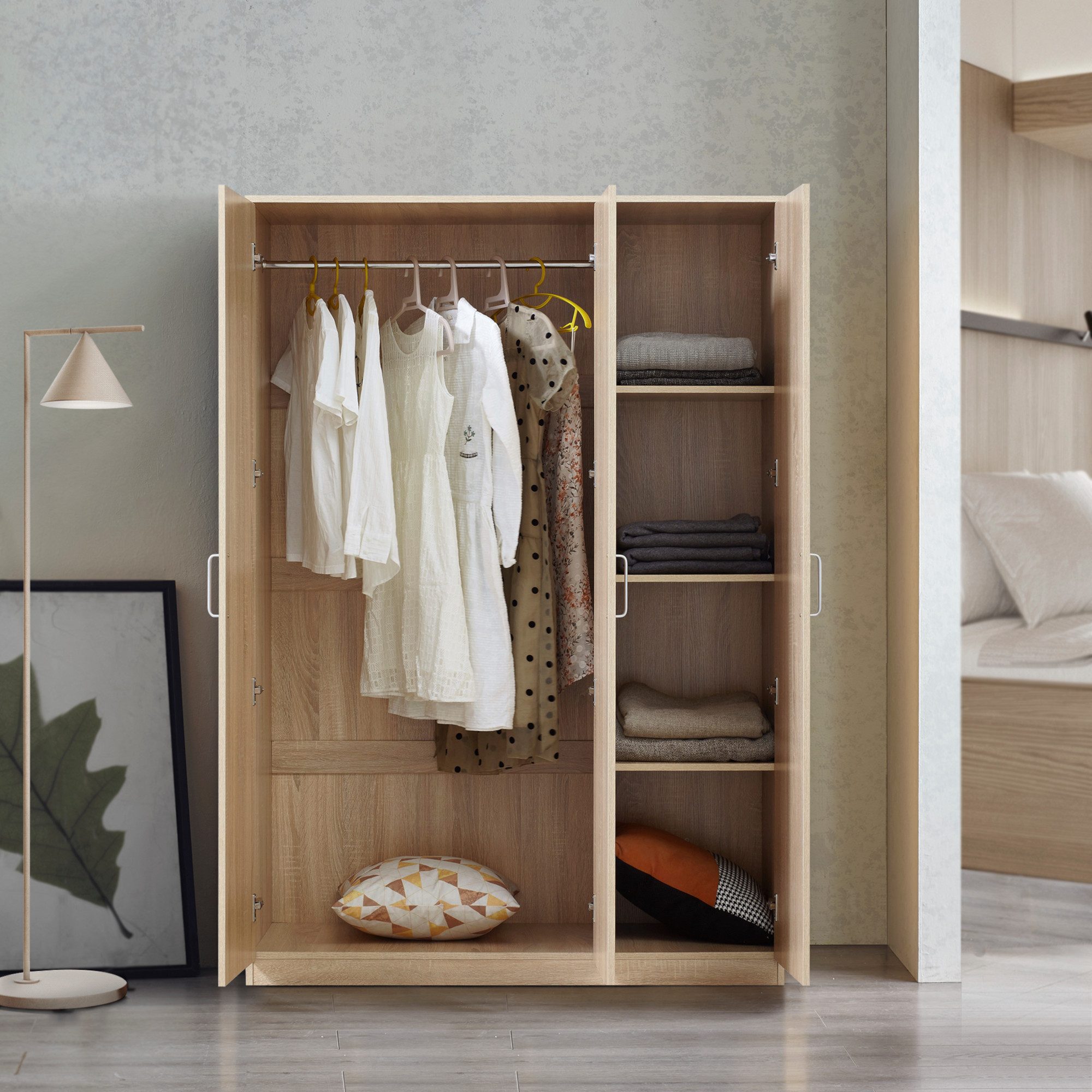 en.casa Kleiderschrank »Bodolz« 176x120x52 cm Sonoma-Eichenoptik günstig online kaufen