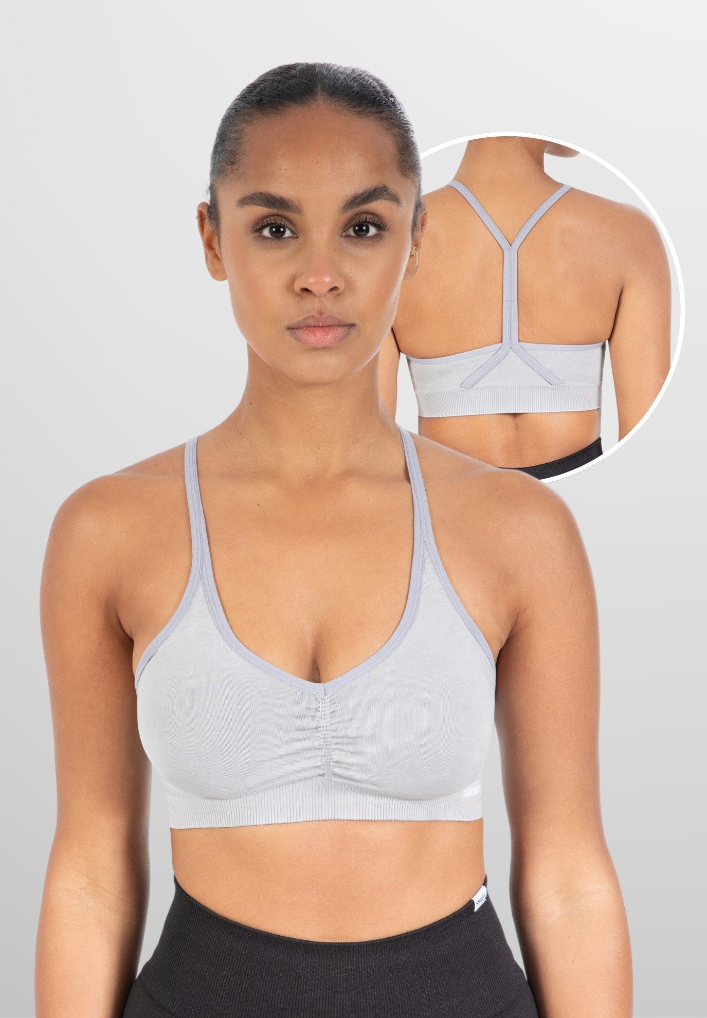 Smilodox Sport-BH Batik Scrunch Icon, Push Up BH ohne Bügel V-Ausschnitt Fitness Shaped Fit Sport Bra Herausnehmbare Cups Verstellbare Träger Yoga Gym