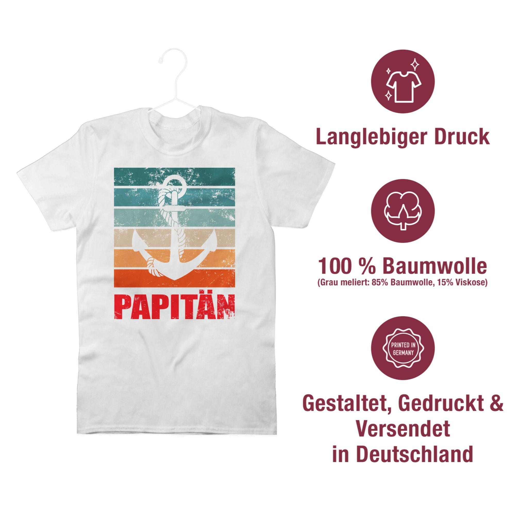 Weiß Shirtracer 03 Papa für für Kapitän Bootsfahrer Vatertag T-Shirt Geschenk Papitän Geschenk Papa