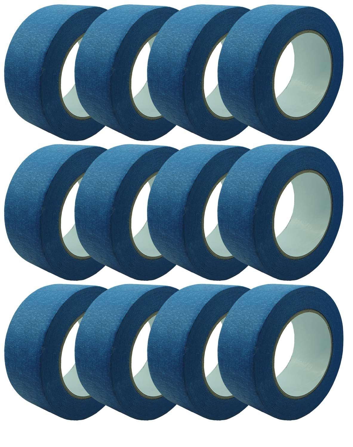 varivendo Kreppband Feinkreppband Abklebeband Blau 12 Rollen 50mm x 50m (Rollen, 12-St., Pro Mask blau Feinkrepp) Kreppband malerklebeband malerkrepp klebeband lackiererklebeband