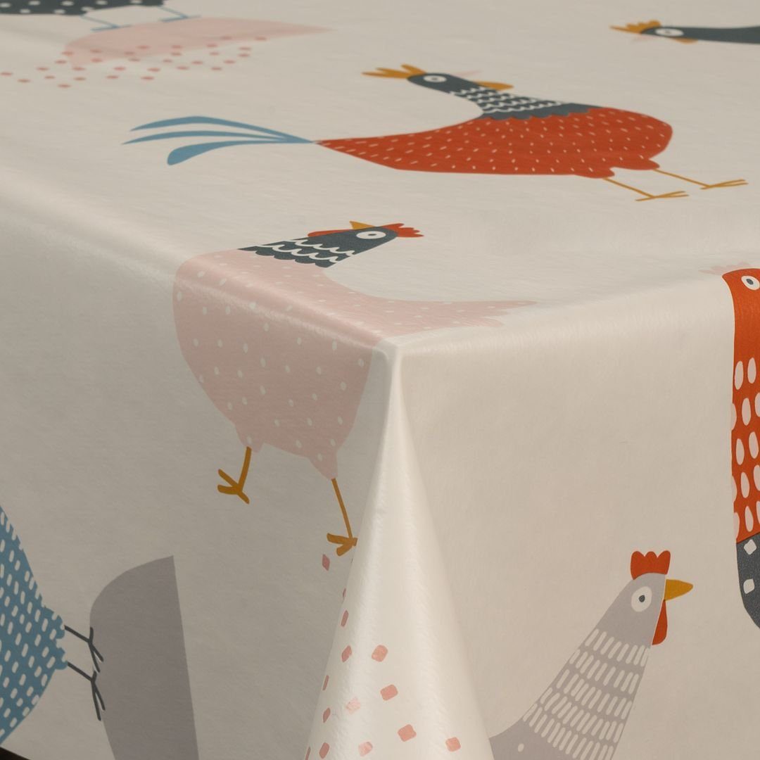 laro Tischdecke Wachstuch-Tischdecken Weihnachten Hühnerparty Bunt rechteckig