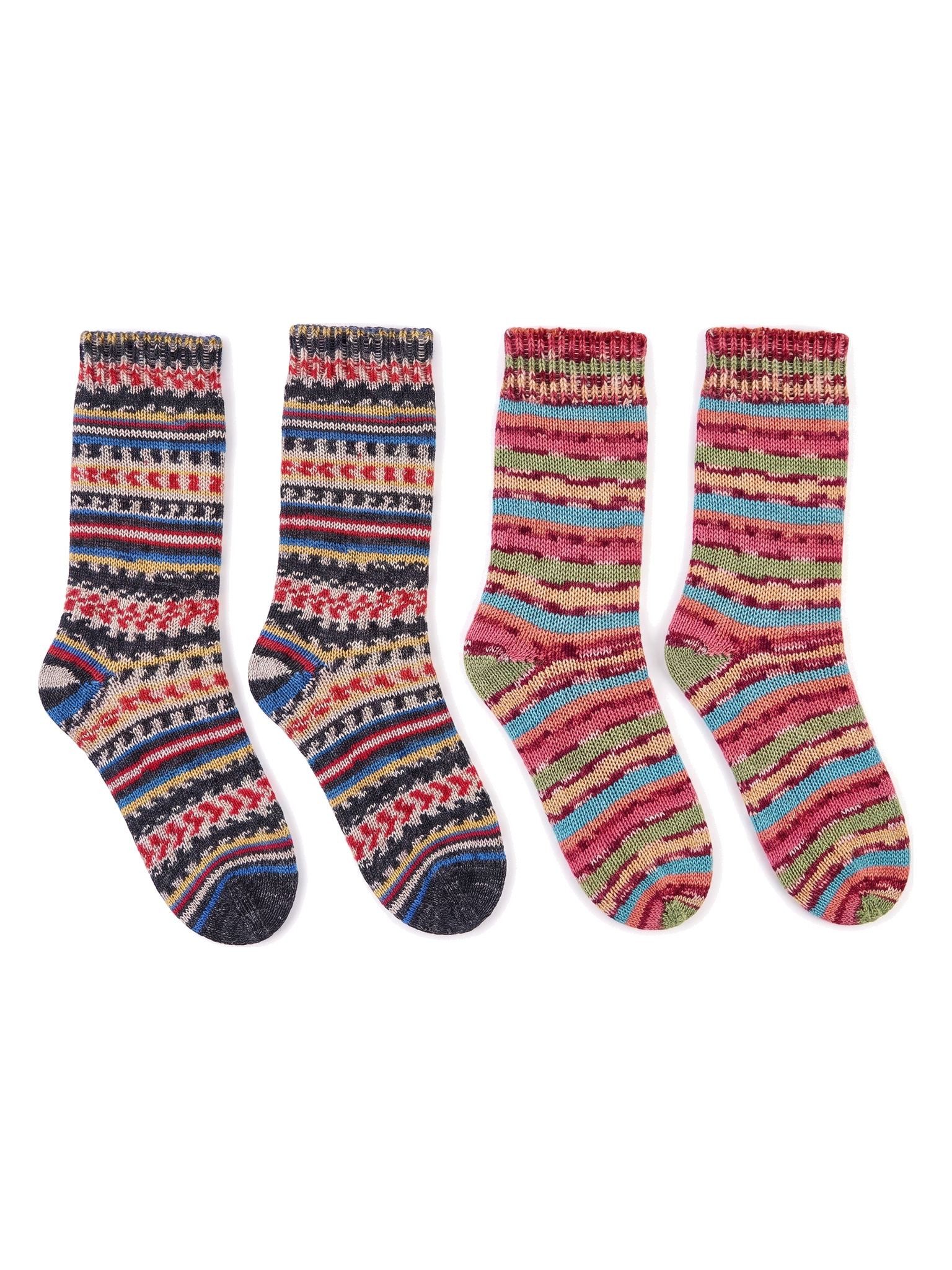 Black Snake Thermosocken Warme Wollsocken wie von Oma gestrickt für Damen Herren bunt geringelt (Socken-Set, 2-Paar, Bunt sortiert 39/42) Stricksocken mit 70 %  – Bild 2 von 5