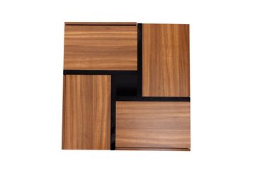 Merax Couchtisch mit versteckten Schubladen, Beistelltisch mit geometrische Design, Wohnzimmetisch mit Holzmaserung in eichefarbe, B/H/T: 78/36/78m