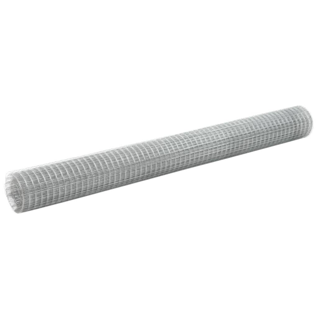 vidaXL Gartenzaun Drahtzaun Verzinkter Stahl 25x1,5 m Silbern, (1-St), Maschendraht Verzinkter Stahl 25x1,5m Gitterzaun Gartenzaun Wildzaun